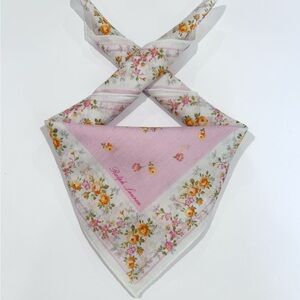 WOMEN HANDKERCHIEF RALPH LAUREN FLORAL Pink Woven COTTON POCKET SQUARE  20”